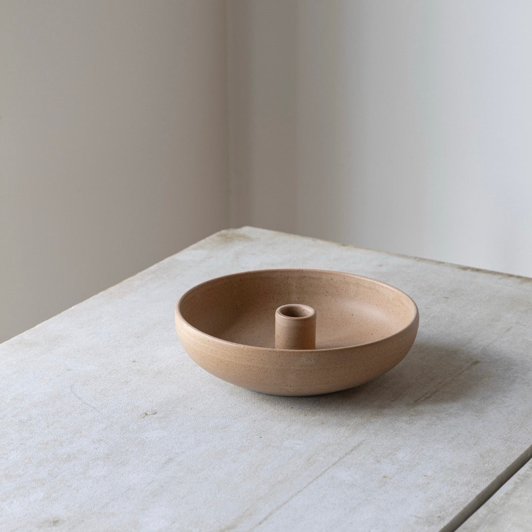 Oda Lysestage Skål Stor - Beige