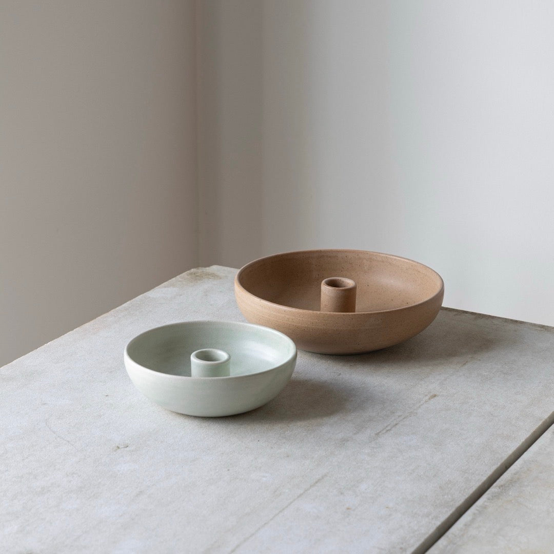 Oda Lysestage Skål Stor - Beige