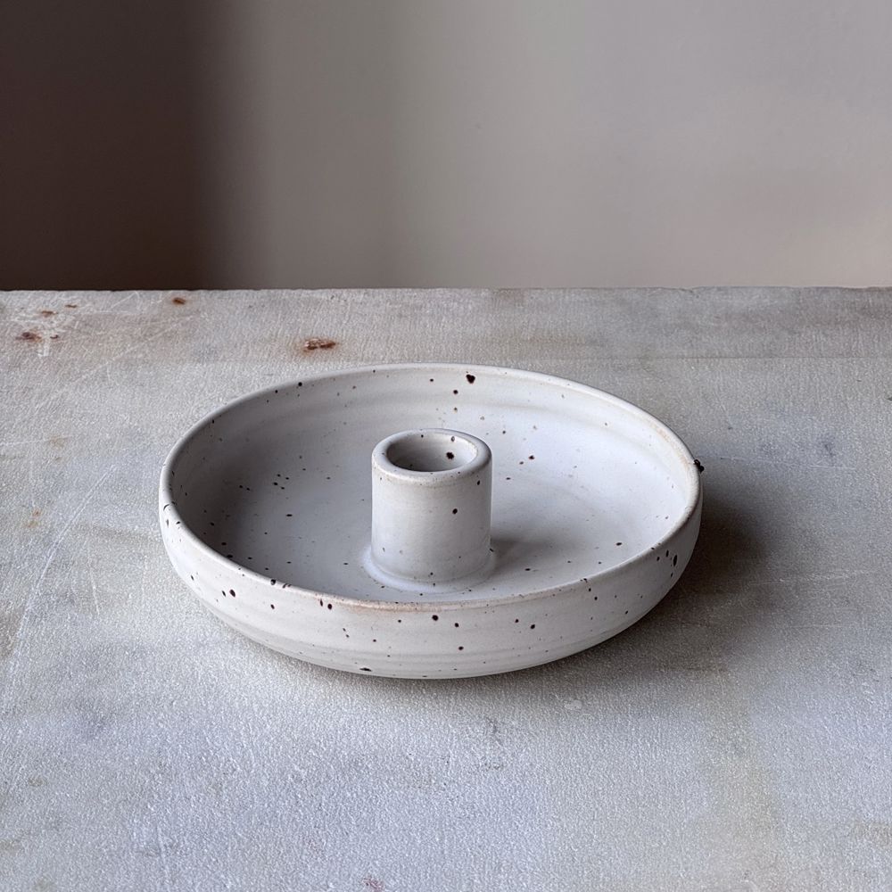 October Candleholder small - Flat white - 1